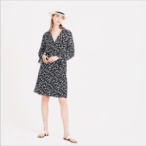 J. Crew drapey tie front dress black white XS NWT!